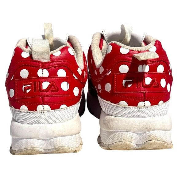 FILA Disruptor 2 PRM Repeat Red White Polka Dot Ladies size 10 - Picture 4 of 5